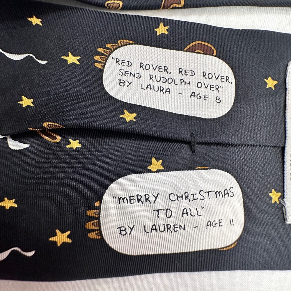 Christmas Tie necktie Holiday Santa Reindeer USA Silk Save the Children - Picture 10 of 11